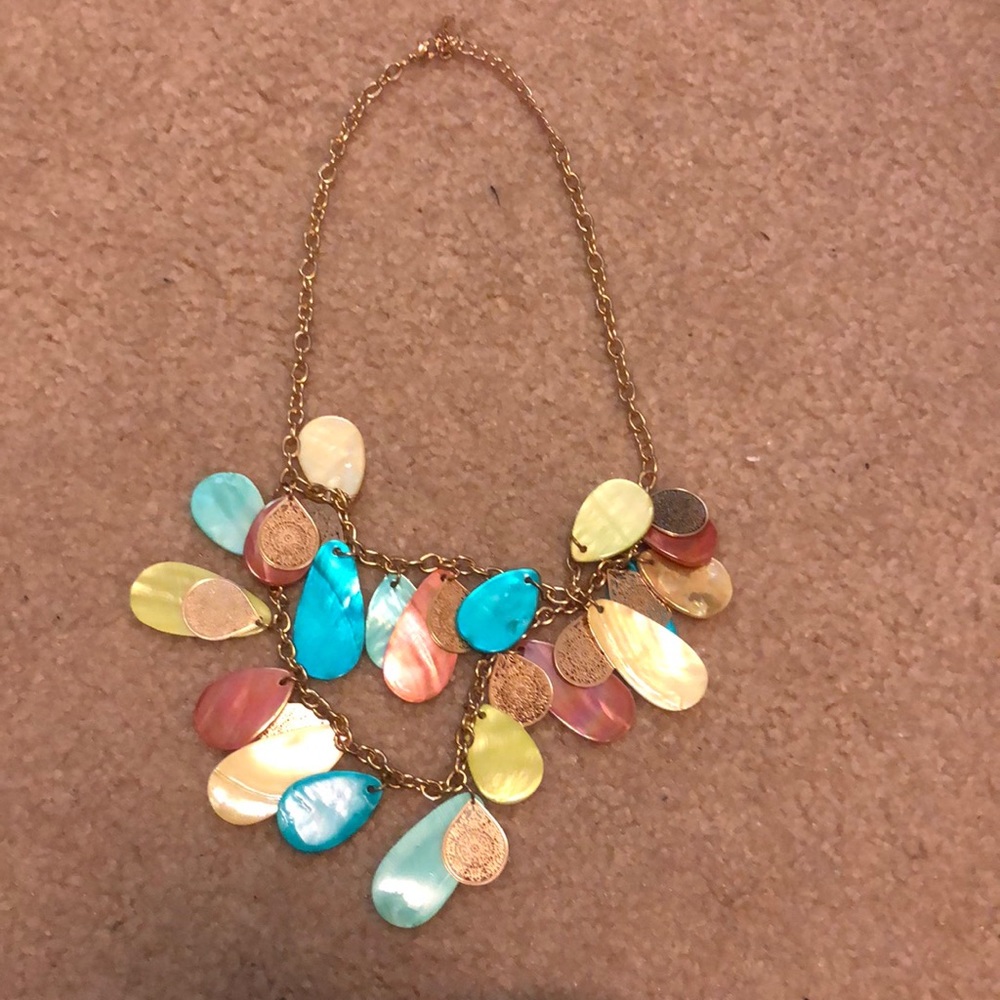 Layered multi colored necklace and earrings